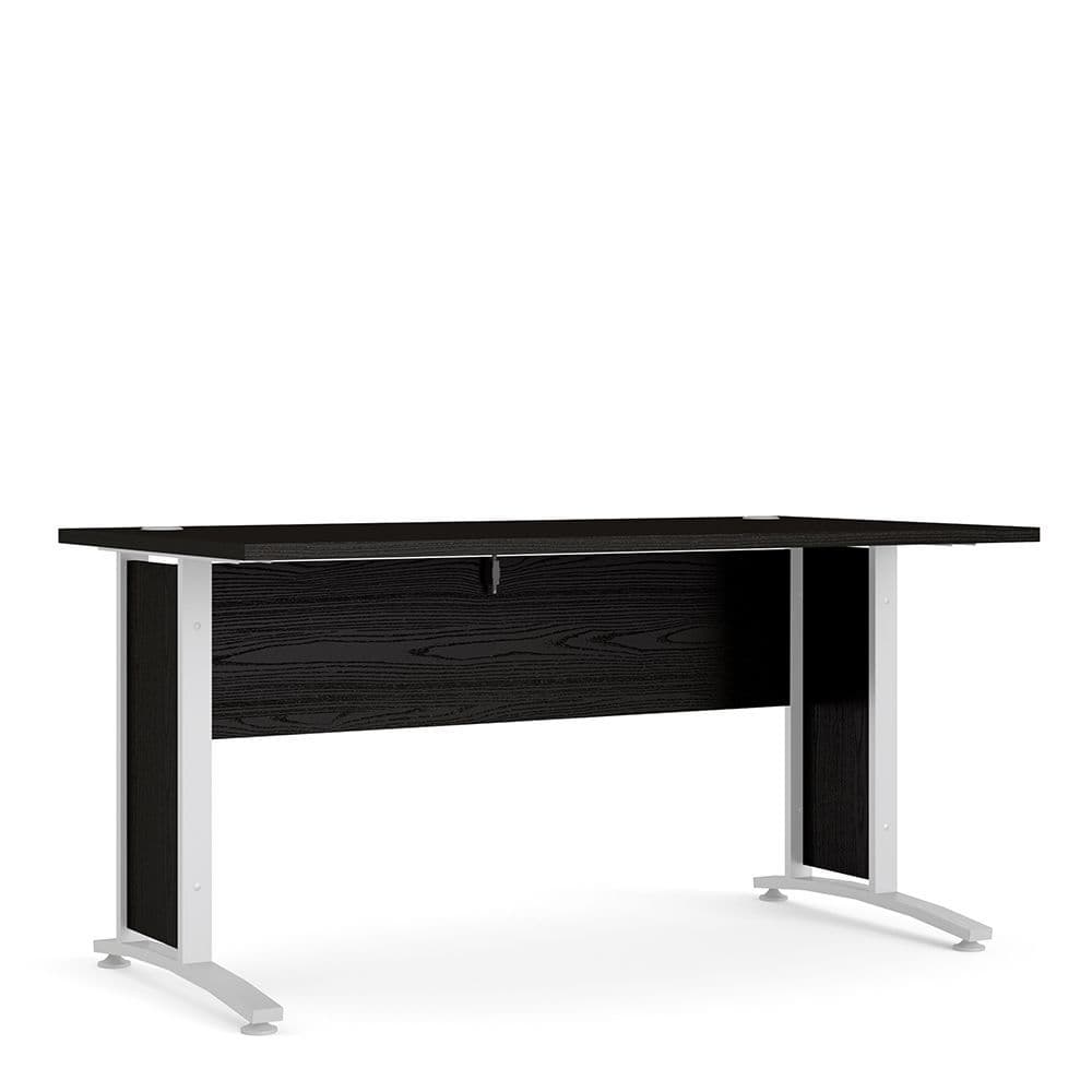 Business Pro Desk 150 cm in Black woodgrain with White legs in Black woodgrain/Matt White